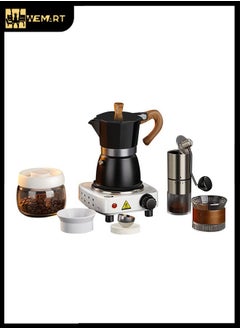 اشتري Wemart V60 Coffee Set Premium Handmade Coffee 8-piece Set 300ml Portable Electric Mini Moka Pot with Heated Base, Grinder, and Vacuum Coffee Bean Storage Tank, Suitable for Home, Outdoor, and Office في السعودية