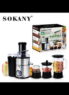 Buy Sokany Sk-629 6 in 1 Juicer And Blender For Home And Commercial Eazy Use Juicer Extractor, Black With Silver in UAE