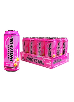 Buy Vitalix Aqua Protein 25 - Protein Water with 25g Protein - Collagen, Glutamine, Vitamins B,Lactose Free, Sugar Free, Zero Fat, 473ml (Full Box 12 Cans, Pink Lemonade) in UAE