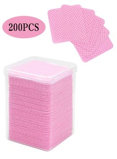 Buy 200 Pcs Lint-Free Nail Wipes for Gel Polish Remover and Nail Prep Super Absorbent Soft Cotton Pads for Cleaning Glue, Eyelash Extensions Tweezers and More Non woven Fabric Cotton Cleaning Wipes in UAE