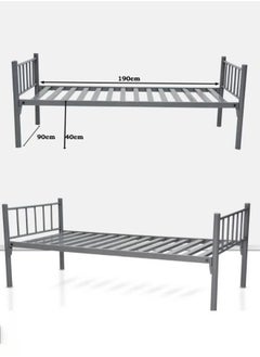 Buy Steel Single Bed Grey 90x190x40 Cm in UAE