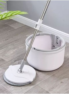 اشتري Bucket And Mop Set for Cleaning Wet and Dry Floors with Built in Brush for Easy Self Cleaning White/Grey 29x19cm في السعودية