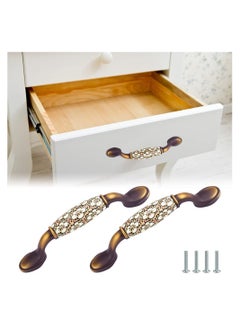 Buy 2PCS Vintage Ceramic Bow Pull Handles, (144x40mm) Rural Flower Pattern Door Handles Ceramic Handles with Screws Included Durable Ceramic Bow Handles for Wood Wardrobe Cabinet Drawer Home Decoration in UAE