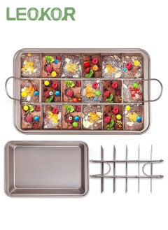 اشتري Brownie Pans with Dividers Bakeware, Non-Stick 18 Cavity Easy Cleaning Square Lattice Chocolate Cake Mold Brownie Baking Pan في السعودية