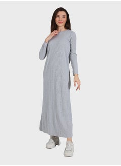 Buy Ribbed Crew Neck Dress in UAE