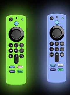 Buy Remote Cover Replacement, Glow Remote Cover for TV (3rd Gen) 2021 Release Voice Remote, 2 Pack Silicone Protective Case Sleeve with Lanyard Glow in Dark, Remote Controller (Fluorescent Green and Blue) in UAE