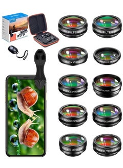 اشتري Apexel Phone Camera Lens-Macro Lens+Wide Lens+Fisheye Lens+Telephoto Lens+CPL/Flow/Radial/Star Filter+Kaleidoscope 3/6 Lens 10 in 1 Lens Kit +Remote Shutter for iPhone, Samsung,LG and Most Smartphones في السعودية