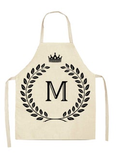 Buy M Letter Printed Kitchen Apron Beige/Black 47 x 38centimeter in Saudi Arabia