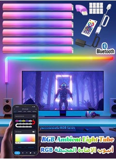 اشتري 6 Pieces Light Bar Bluetooth APP Led Smart Night Lights RGBIC Voice Control Music Sync DIY Wall Light For TV Bedroom Game Room Bar Decora في الامارات