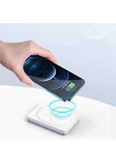 اشتري 5000.0 mAh 5000mAh Fast Magnetic Wireless Portable Power Bank Charger for iPhone 12 Series. White White/Black في الامارات