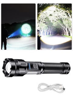 اشتري P50+COB Strong Light Flashlight Type-C Rechargeable Outdoor Zoom Long Distance Multi-function LED Flashlight في السعودية