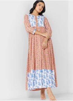 Buy Flared Sleeve Printed Jalabiya in UAE