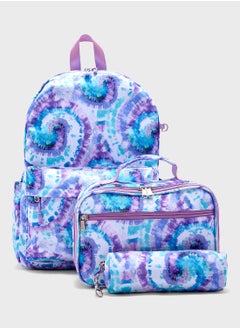 Buy 3 Piece Set Laptop Tie & Dye Backpack, Lunch Bag And Pencil Case in UAE