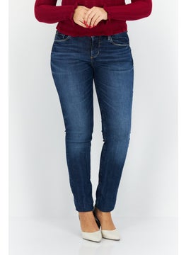 Buy Women Anti Fit Solid Non Stretchable Denim Jeans, Blue in UAE