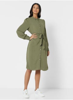 Buy Belted Button Down Dress in UAE