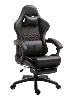 اشتري Dowinx Gaming Chair Office Chair PC Chair with Massage Lumbar Support, Racing Style PU Leather High Back Adjustable Swivel Task Chair with Footrest (Black&Red) في الامارات