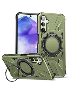 اشتري GOLDEN MASK For Samsung Galaxy A55 Case Mag-Safe Magnetic Shockproof Phone Case with Ring Holder (Dark Green) في مصر