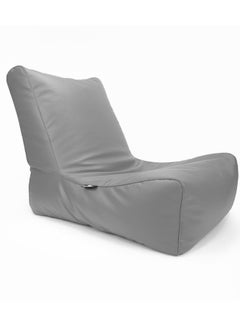 Buy Luxe Decora Sereno Recliner Lounger Faux Leather Bean Bag with Filling Grey in UAE