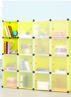 Buy Portable Wardrobe Storage Cabinets Cube Storage Organizer 16 Cube Closet Organizer with Doors 12" × 12" Modular Bookshelves Plastic Stackable Cubes Cabinet Wardrobe for Bedroom Home in Saudi Arabia