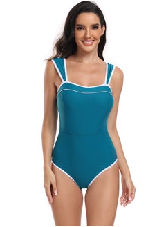 اشتري Women's One Piece Swimsuit Wide Strapes Bathing Suits Blue في السعودية