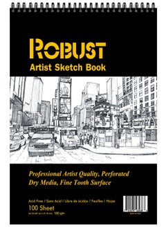 Buy Robust 400 Series A4 (8.5"x11.7") Sketch Book, 100 Sheets Sketch Pad, 180gsm Drawing Notebook, Art Paper For Dry and Wet Media, Drawing Book For Kids,Spiral Bound Artist Sketch Paper, Acid Free book in UAE