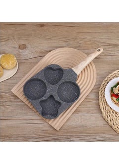 Buy Sun, Moon And Stars Household Multifunctional Four-holeFrying Pan Three-in-one Non-stick Breakfast Pan Portable Medical Stone Frying Pan, Black in Saudi Arabia