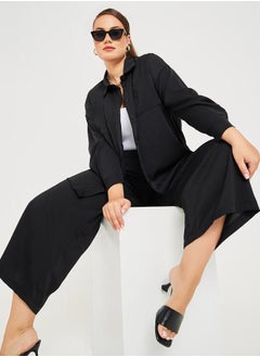 Buy Pocket Detail Longline Shirt and Wide Leg Pant Set in Saudi Arabia