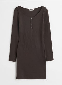 Buy Buttoned Neck Knitted Dress in Saudi Arabia