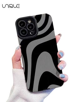 Buy Compatible with iPhone 15 Pro Case with Fashion Simple Cute Zebra Stripes Pattern Case for Women Girls Soft Silicone Protection Case for iPhone 15 Pro-Gray in UAE