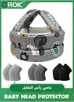 Buy Baby Head Protector Baby Helmet for Crawling Walking,Infant Helmet & Baby Knee Pads 3 Pairs, No Bump Safety Head Cushion Bumper Bonnet Adjustable Protective Cap in UAE