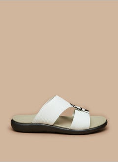 Buy Men's Textured Slip-On Sandal with Buckle Detail in Saudi Arabia