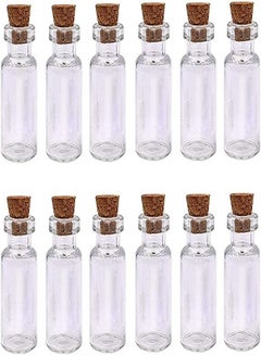 اشتري Goolsky  2ml Small Bottles Transparent Mini Glass Jars with Cork Stoppers Top - Message Weddings Wish Jewelry Pendant Charms Kit Party Favors - Pack of 24 في الامارات