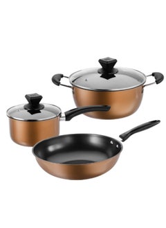 Buy Kitchen 3-Piece Non-Stick Pot Set, Milk Pot, Soup Pot, Frying Pan Set in Saudi Arabia