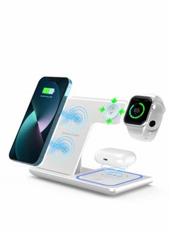 Buy Wireless Charger 3 in 1 Wireless Charger Station Charging Stand Foldable in UAE