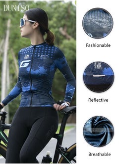 اشتري Women's Cycling Jersey Suit Long Sleeve Mountain Bike Road Bicycle Shirt Pants Breathable Biking Outfit Quick Dry Bib for Outdoor Sports في السعودية