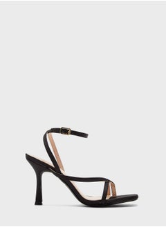 Buy Satin Ankle Strap Square Toe Sandal in Saudi Arabia