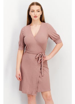 اشتري Women Textured Wrap Dress, Light Pink في الامارات