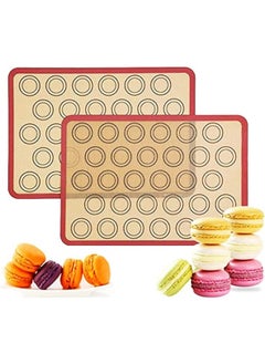 اشتري 2 Pack Macaron Mat, Non Stick and Reusable Silicon Baking Sheet Mat, Heat-Resistant Cooking Baking Sheet Mat for Cookie, Pizza, Bread, Meat and More, Double as Dough Rolling Mats,16.5" x 11.6 في الامارات