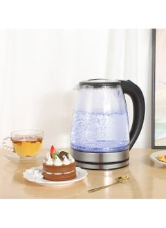 Buy Premium Glass Electric Kettle, 1500w 2 Liter Water Boiler with LED Light , Easy to Clean & Use, Auto Shut-Off, Cool Touch Handle, Auto shutoff & boil dry protection. Perfect for tea and coffee Glass Black in UAE