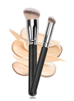 اشتري Under Eye Concealer Brush And Foundation Brush For Liquid Makeup, 2 PCS Dense Synthetic Angled Kabuki Blending Makeup Brush For Liquid, Cream And Setting Powder في الامارات