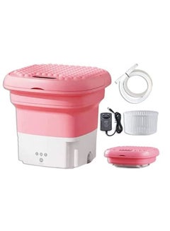 Buy Portable Folding Washing Machine with Power Adapter Pink in UAE