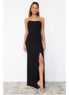 اشتري Black Body-Sitting Woven Long Evening Dress TPRSS24AE00009 في مصر