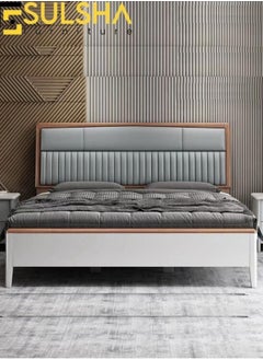 Buy Wooden Modern Single Bed with Mattress 90x190Cm in UAE