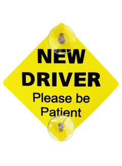 Buy New Driver Car Sign Please Be Patient Car Window Cling PVC Caution Signs Borderless with 2 Suction Cups for Students Beginners Car SUV Van Drivers (Vivid Yellow 12.5 x 12.5 cm) in UAE