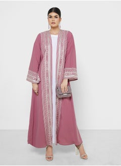 Buy Embroidered Panel Abaya With Inner Dress & Sheila in UAE