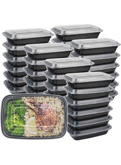 Buy 20-Piece Rectangular Disposable Food Container With Lid Black 16x22.9x5.3cm in Saudi Arabia