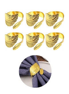 Buy 6 Pcs 3D Leaf Shape Carve Vintage Napkin Rings Set, Metal Colorproof Electroplating Gold Paper Towel Ring Holder, Metallic Napkin Towel Adornment for Party Table (Golden) in Saudi Arabia