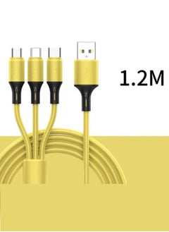 اشتري ثلاثة في واحد شحن سريع خط نوع جيم مصغرة USB ميناء 1.2M العالمي شحن خط 5A شحن سريع الأصفر في الامارات