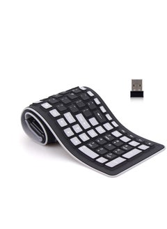 اشتري Wireless Silicone Keyboard, KASTWAVE 2.4GHz Wireless, Foldable Rollup Waterproof, Dustproof and Lightweight, Perfect for PC, Notebook, Laptop Travel (Black Grey) في الامارات