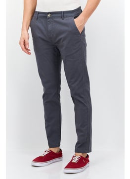 Buy Men Slim Fit Solid Chino Pants, Dark Grey in UAE